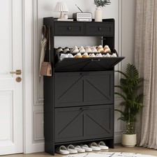 Shoe Cabinet with 3 Flip Drawers 2 Drawers, Slim Shoe Organizer Cabinet