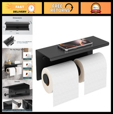 Double Toilet Paper Holder with Shelf, Wall Mount Tissue Dispenser, 304 Stainles