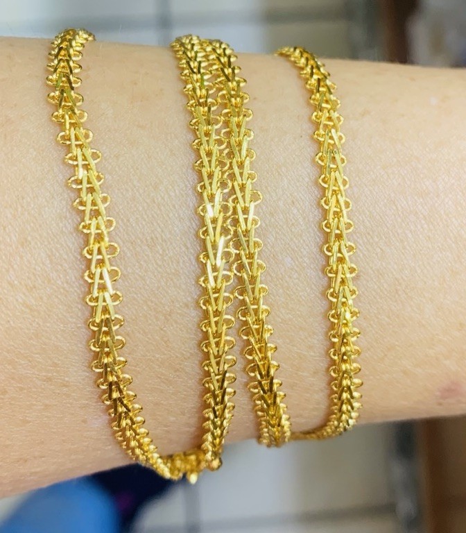 Handmade22K Solid Yellow Gold Link Chain Necklace… - image 9