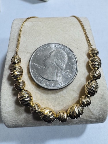 18K 750 Fine Yellow Real Gold Balls Bracelet Adjustable 5”-8.5” long 5.5mm 5.1g - Picture 21 of 24
