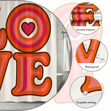 Colorful Love Shower Curtain - Retro Pink and Orange Design