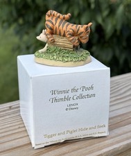 Disney Winnie the Pooh Thimble Tigger & Piglet Figurine Hide And Seek. EUC W Box