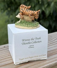 Disney Winnie the Pooh Thimble Tigger & Piglet Figurine Hide And Seek. EUC W Box