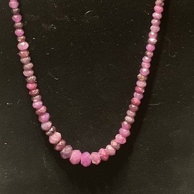 Vintage Natural Mined Faceted Ruby Graduated Necklace 18-20  Magenta 
