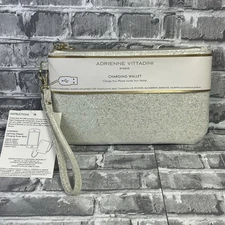 New Adrienne Vittadini Apple Others Phone Charging Wallet Wristlet White Sparkle