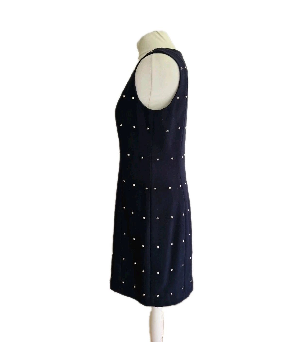Abito tubino donna Michael Kors blu navy rivettato senza maniche. Taglia UK 12 US 8.