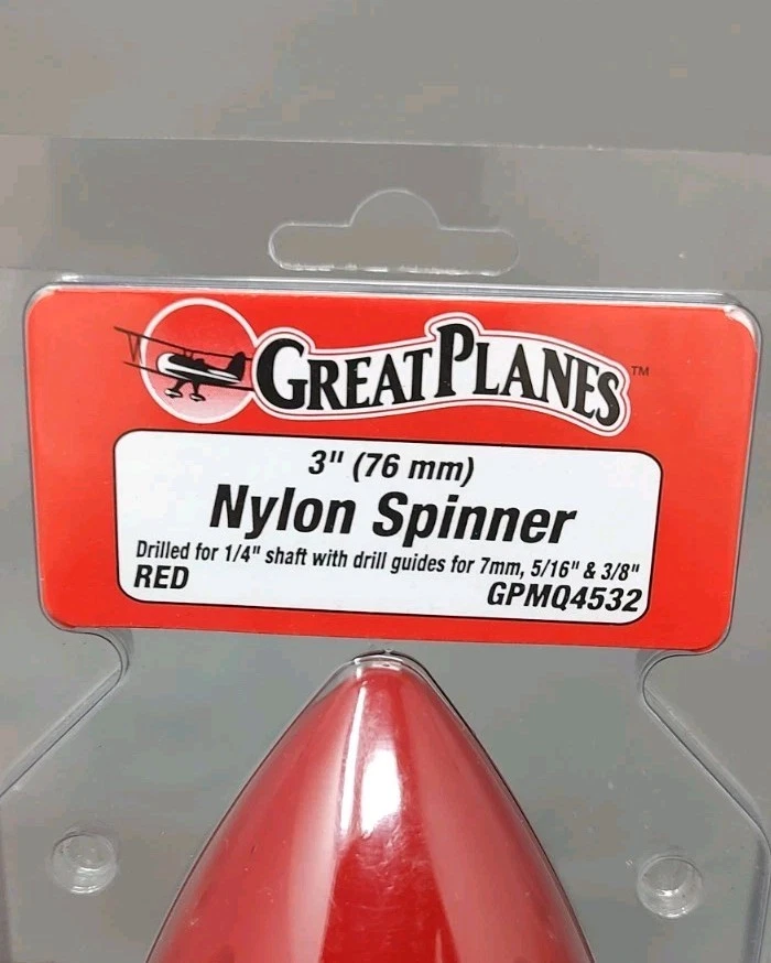 Nuevo GPMQ4532 Grandes Aviones Rojo 3" 76mm Nylon Spinner Eje 1/4" Para Avión RC Foto 2 de 4