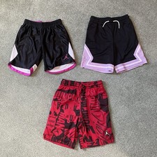 Lot Of 3 Nike Jordan Boys Basketball Shorts M 10 12 Yrs Black Purple Red Pink