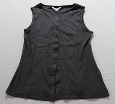 Brave Soul Women's Sleeveless Button Down Vest AC2 Charcoal Gray Medium NWT 