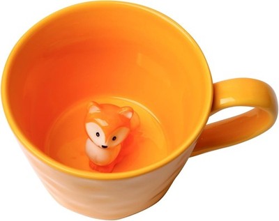 Ceramic Mug with 3D Animal Inside, 360 ml, Handmade Cartoon Character Mug, Cu...
