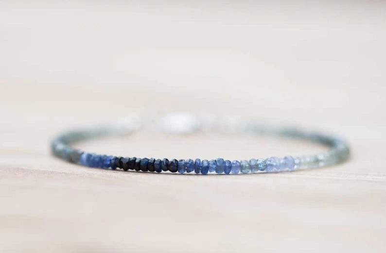 Zaffiro e pietre preziose labradorite perline argento sterling 925... - Immagine 3 di 4