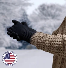 Made In USA:  Knit Cashmere Wool Gloves for Men
