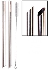 2 Point End BOBA Straw Stainless Steel Extra Wide 1/2" x 9.5" Long
