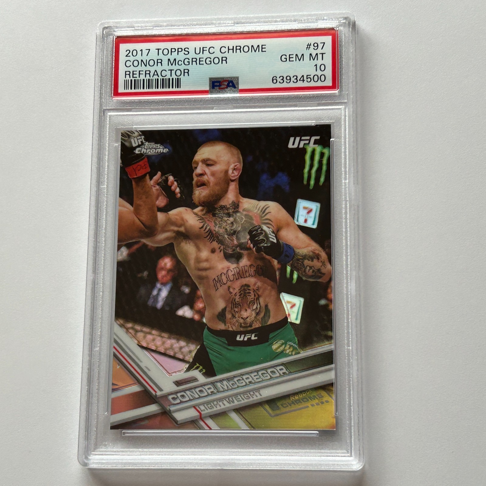 Conor McGregor 2017 Topps Chrome UFC Refractor Card #97 PSA 10 GEM MINT view 2