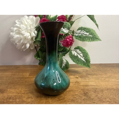 Blue Mountain Pottery Drip Glaze Bud Vase Green Brown Black Mid Century ...
