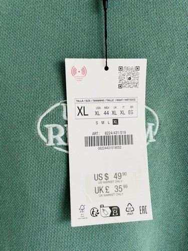 Zara Women's Upbeat Rhythm Oversized Green Cotton Sweater XL 16 BNWT RRP £35.99 - Picture 10 of 12
