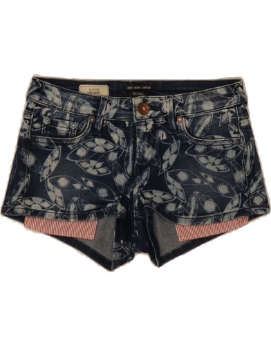 PEPE JEANS Girls Slim Fit Hot Pants 15-16 Years W28 Navy Blue Floral DC31