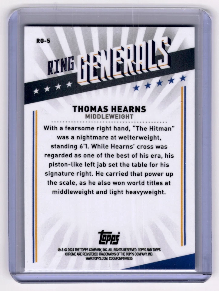 2024 Topps Chrome Boxing #RG-5 Thomas Hearns Ring Generals - Image 2 of 2