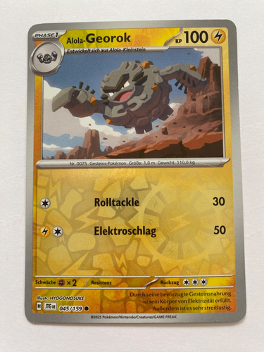 Pokémon Karte Alola-Georok 045/159 reverse holo deutsch
