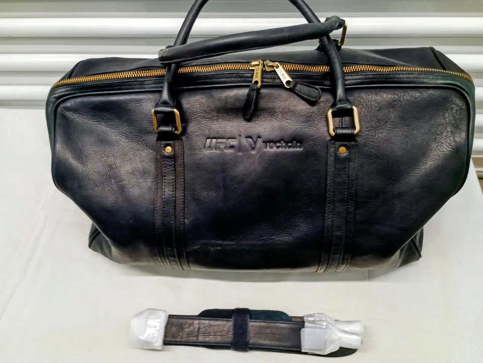 Bolso de viaje de hombro de lona de cuero negro Clava 21”x12”x10”. Nuevo Foto 2 de 4