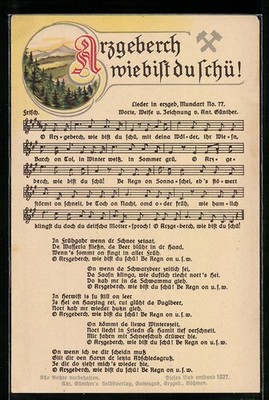 Lied postcard Anton Günther: Arzgeberch wie bist du schü!, song from 1927 