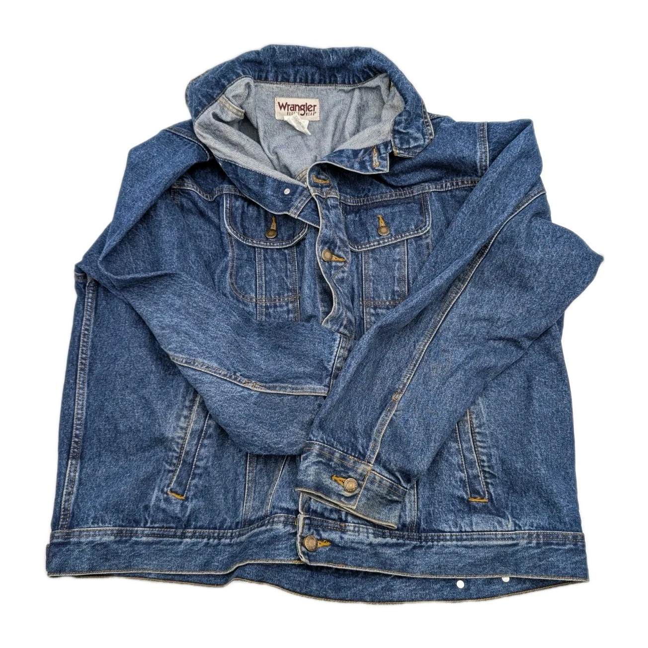 Wrangler Denim Jacket Men 3X Blue Indigo Rugged Wear RJK30AN Trucker Style