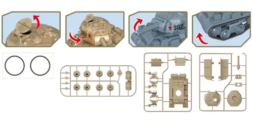 Doyusha Deformed Plastic Model Series Military T-34 Type Tank Combat Figure (Tan - Picture 4 of 4