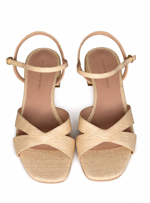 Stuart Weitzman Miami Sandal Natural Raffia Block Heel Size 7 | eBay