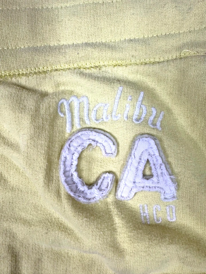 Pantalones Cortos Vintage Y2K Hollister Micro Tiro Bajo Años 2000 Amarillo Mujer Grande Malibú Foto 3 de 4