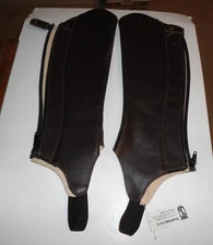 One NEW Pr. of Tredstep Brown Leather Half Chaps - C12 / L16 - Scrapes/Scratches