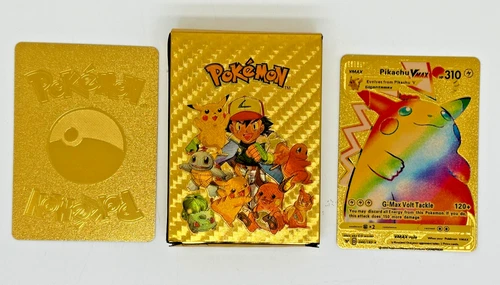 55pcs Pokemo Cards Gold Foil Golden Letters Italian Card Game Gold
