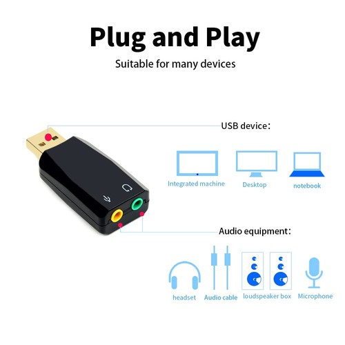 USB 3.5mm Stereo Jack Audio Adapter USB to AUX Cable Computer Peripheral Devi... - Photo 6/7