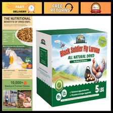 5LB Dried Black Soldier Fly Larvae - High Calcium Chicken Treats, Non-GMO, Bulk