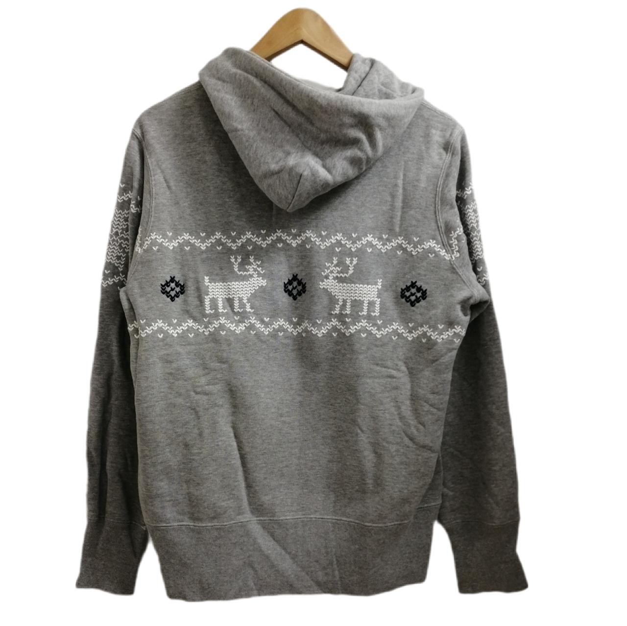 Loopwheeler Gray Snow Pattern Embroidery Zip-Up H… - image 2