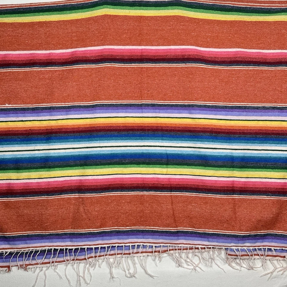 "Poncho manta mexicana Serape tejido a mano vintage longitud: 42"" manga: 25""" Foto 3 de 4