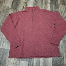 Vintage Woolrich 1/4 Zip Sweater Lambs Wool Deep Ruby Heather Mens Large