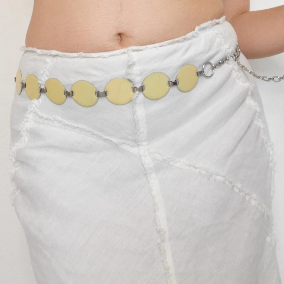 Vintage Y2k 00s 2000s vintage cream / silver round chain belt fairy coquette - Image 3 of 4