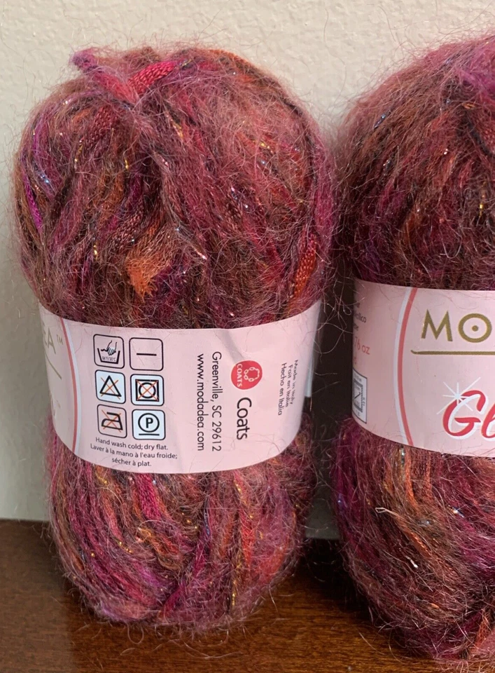 Lot of 4 - Moda Dea Yarn Gleam Nylon Kid Mohair Acrylic Polyester 1.76 Rubelite - Image 2 of 4