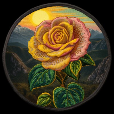 Yellow Rose Patch Iron-on Applique Clothing Wildflower Floral Badge Nature Love
