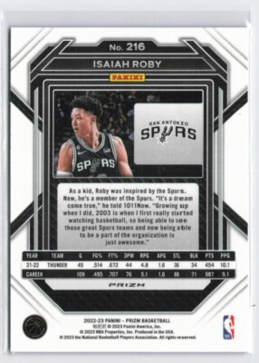 2022-23 Panini Prizm Isaiah Roby #216 Blue Wave Base Spurs | eBay