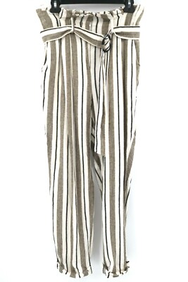 TOPSHOP Women's Size high waist Linen Blend Striped Belted