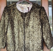 Chelsea & Violet Women Gold Blazer Size Small Faux Fur Crop Lined Jacket Coat