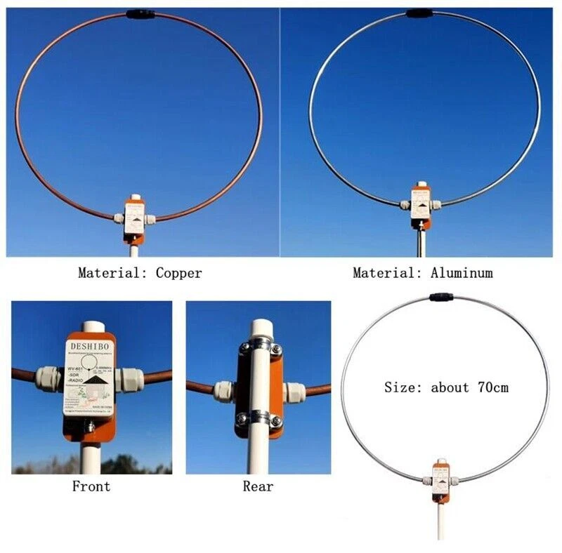 DESHIBO WV-601 0-999MHz Receiving Wideband Passive Loop Antenna Aluminum Ring - Bild 3 von 3