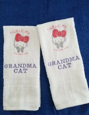 CUSTOM PERSONALIZE HELLO KITTY WE LOVE CUTE WHITE BATH HAND TOWEL SET