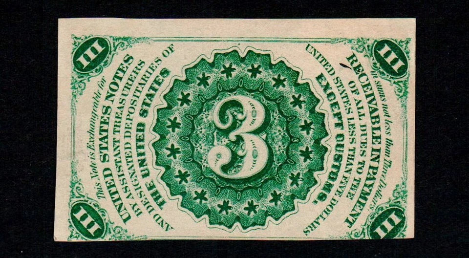 3 Cents Third Issue Fractional Currency Uncirculated Free Shipping (H98) - Image 2 of 2