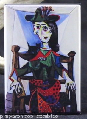 Dora Maar Au Chat by Picasso 2'' X 3'' Fridge / Locker Magnet.