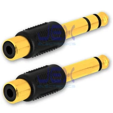 Female RCA Phono to Male 1/4" 6.35mm Jack Audio Adapter Connector Converter