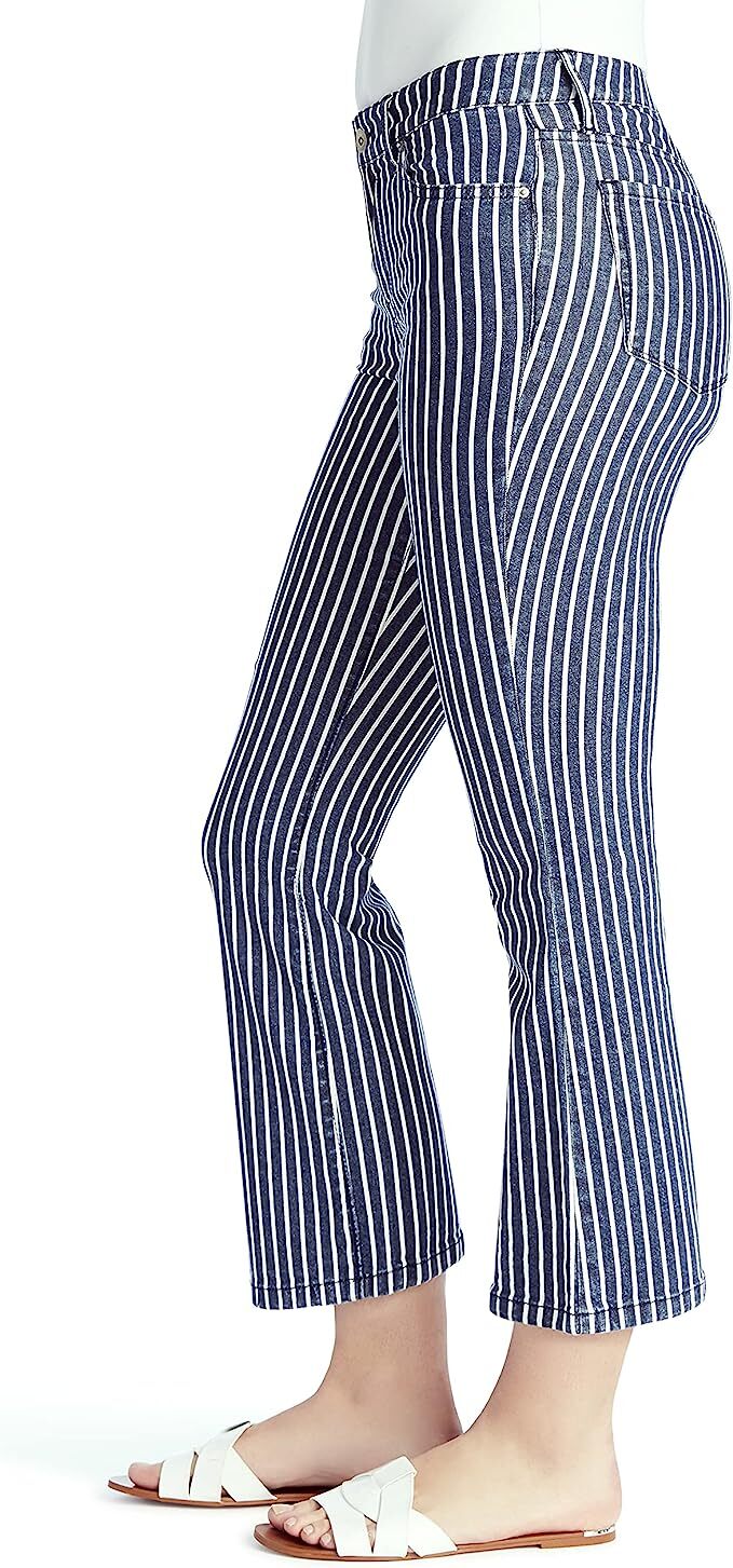 CHAPS Jeans Women's Mid Rise Crop Kick Jean; Size12/31, Lapis Stripe