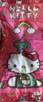 Hello Kitty Mouse Sleeping Bag Zippered 28 x 56  Sanrio 2015 Rainbow w Zip Case
