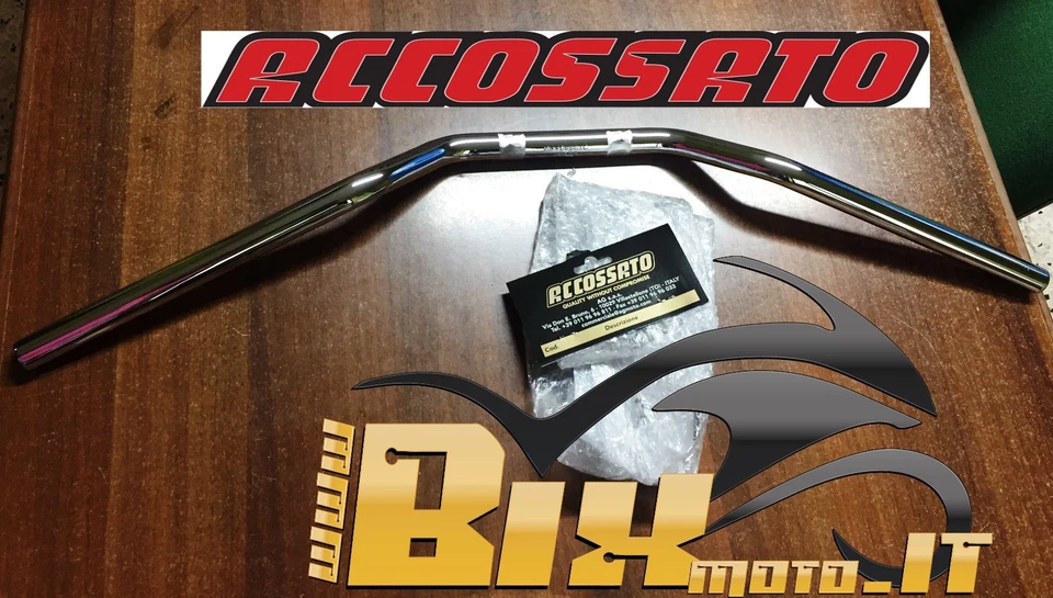 MANUBRIO MOTO ACCOSSATO SUPERBIKE ACCIAIO CROMATO DIAMETRO 22 - HB150 DISPONIBIL - Immagine 2 di 3
